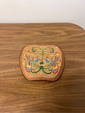Vintage Cork Dutch Folk Art Hand Painted Trivet/Hot Pad